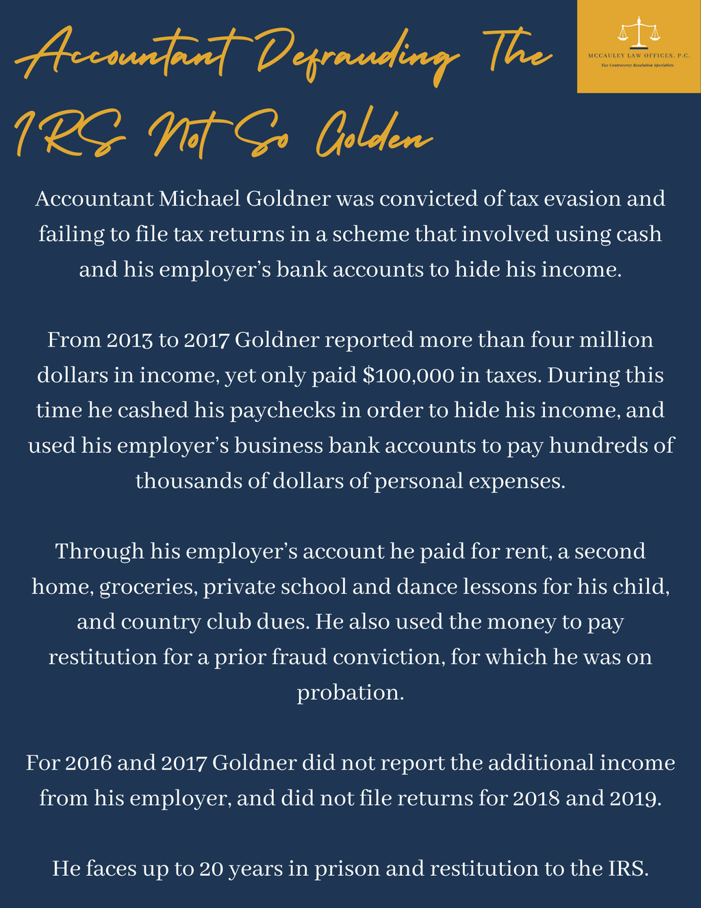 8 18 22 Accountant Defrauding The IRS Not So Golden